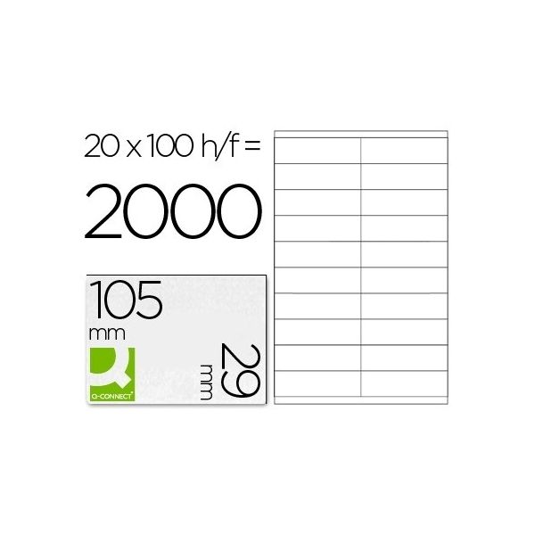 Q-Connect 100 Fls Etiquetas Adesivas 105x29cm - Caixa de 5 unidades