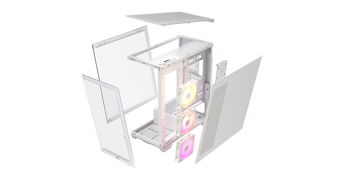 Corsair3500X ARGB midi tower behuizing  (Wit | 2x USB-A | 1x USB-C | RGB | Tempered Glass)