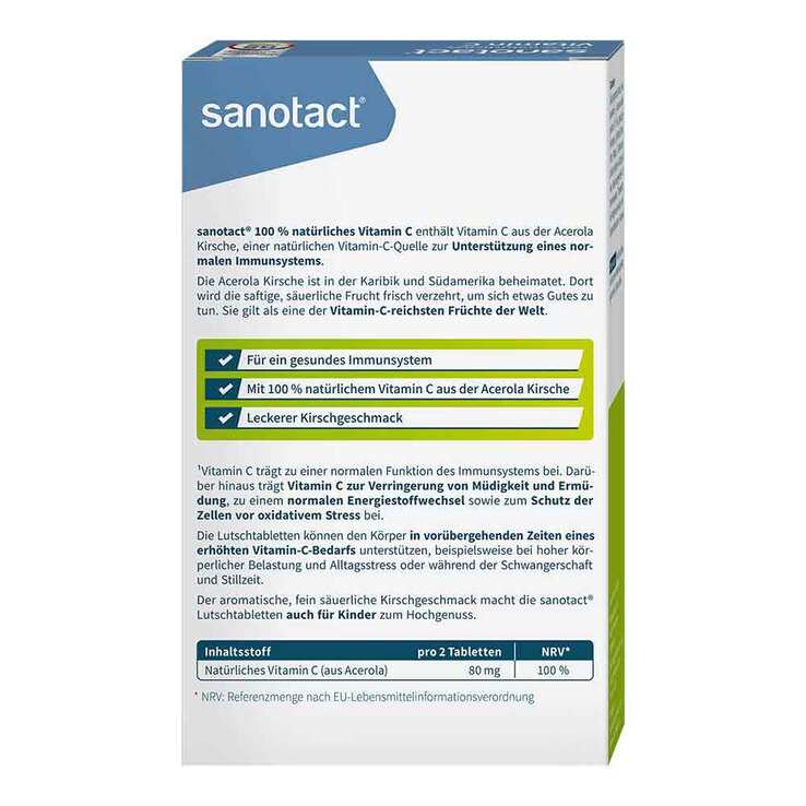 100% Natürliches Vitamin C sanotact Lutschtabletten , 30 St