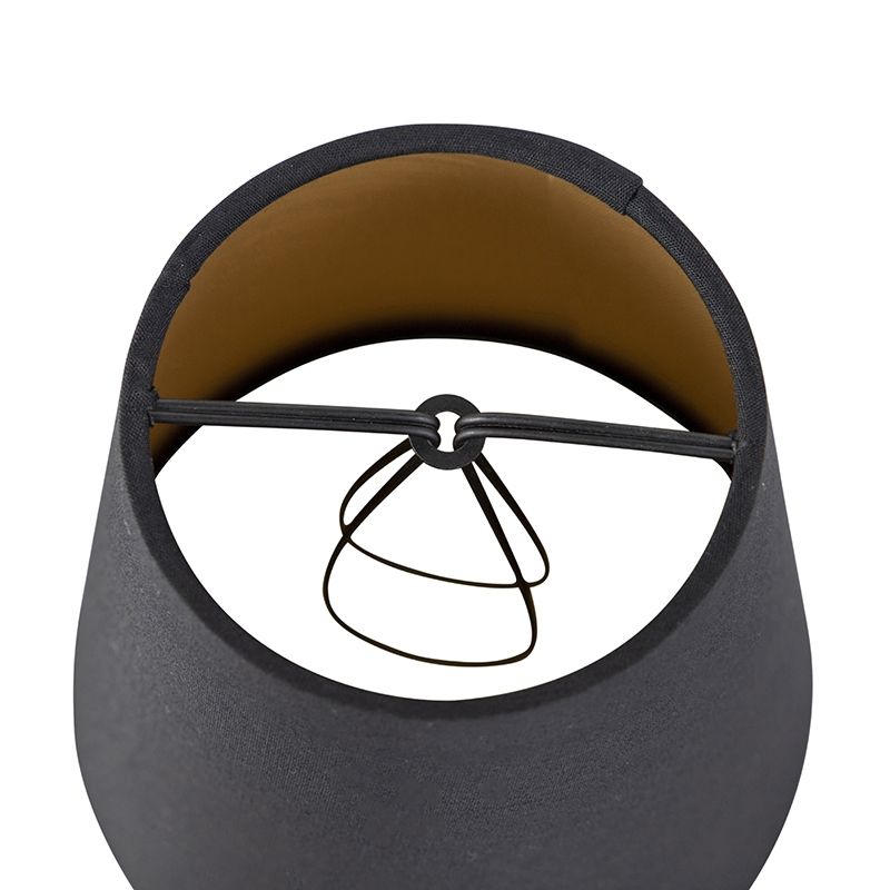 Katoenen klemkap zwart 12 cm rond met gouden binnenkant
