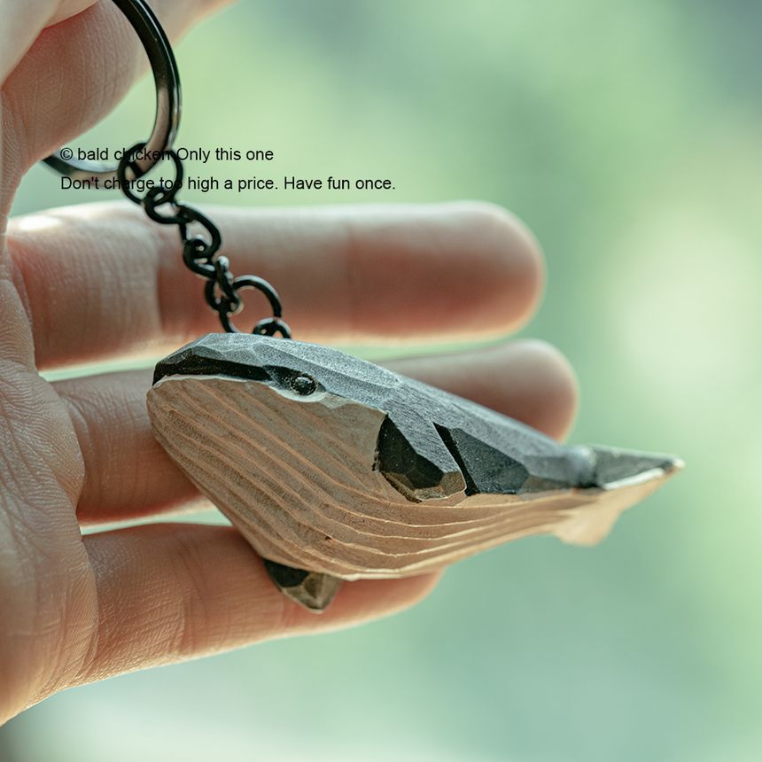 Weenybirdie - Walvis Low Poly Houten Sleutelhanger