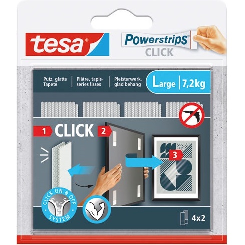 Adhésif - Powerstrip Click - taille L - supporte 7.2 Kg - blanc -lot de 4