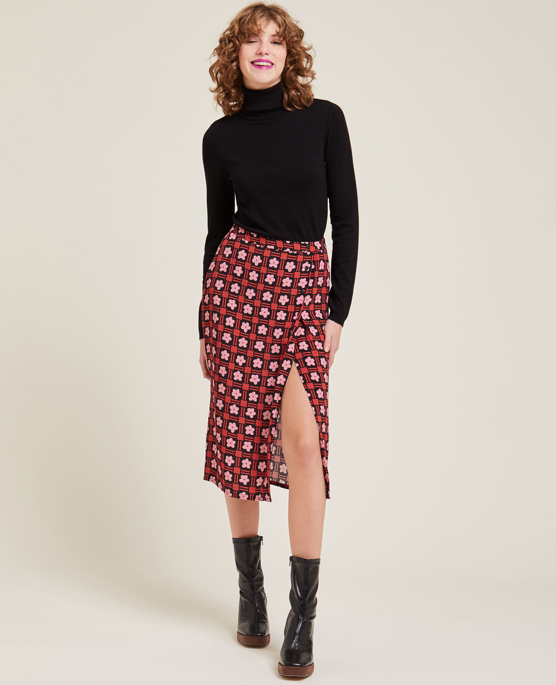 Jupe midi boutonnée - Rouge