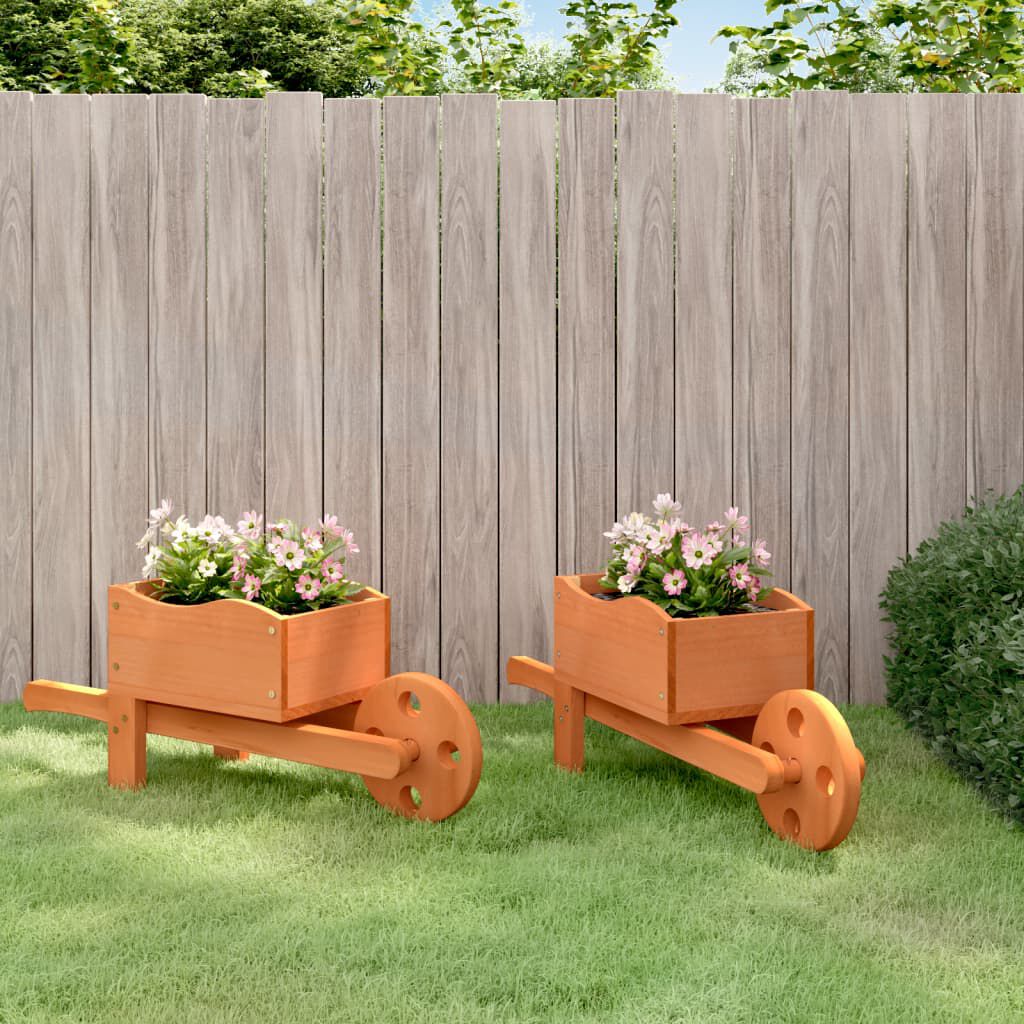 vidaXL Kruiwagen plantenbakken, 2 stuks, 47x15x19 cm, vurenhout