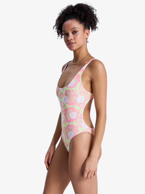 Hibiscus Hype One-Piece Maillot de bain une pièce réversible Vert Femme