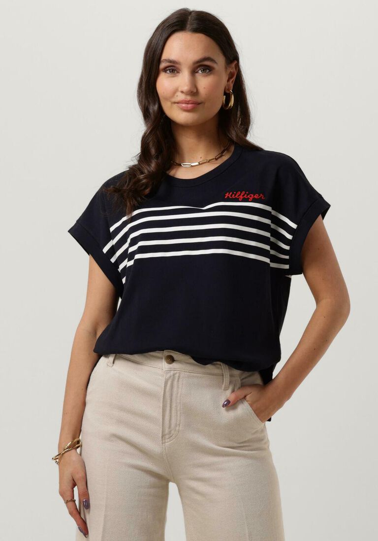 TOMMY HILFIGER donkerblauwe tommy hilfiger t-shirt tlx stripe emb c-nk ss