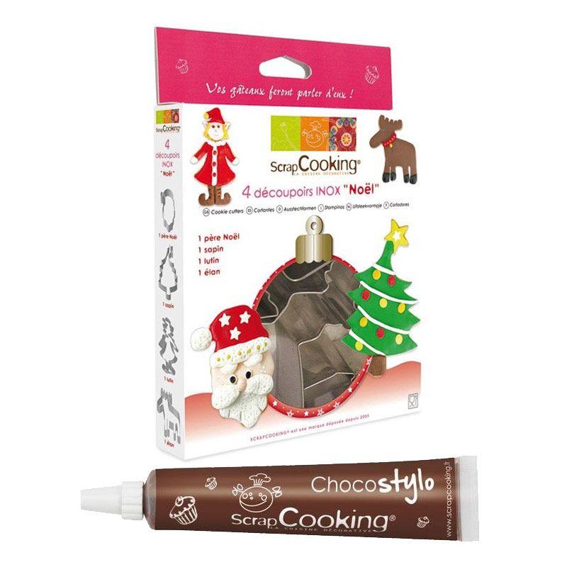 Emporte-pièces Noël + 1 Stylo chocolat Scrapcooking