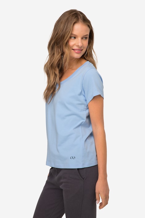 T-Shirt, kleiner Knoten Print, V-Ausschnitt, Halbarm, OEKO-TEX MIG
