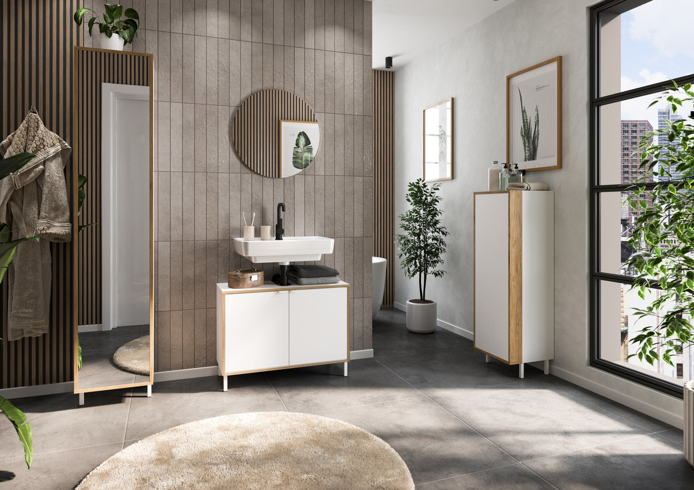 Germania Topeka Wit | Eiken Badmeubel Set Drie