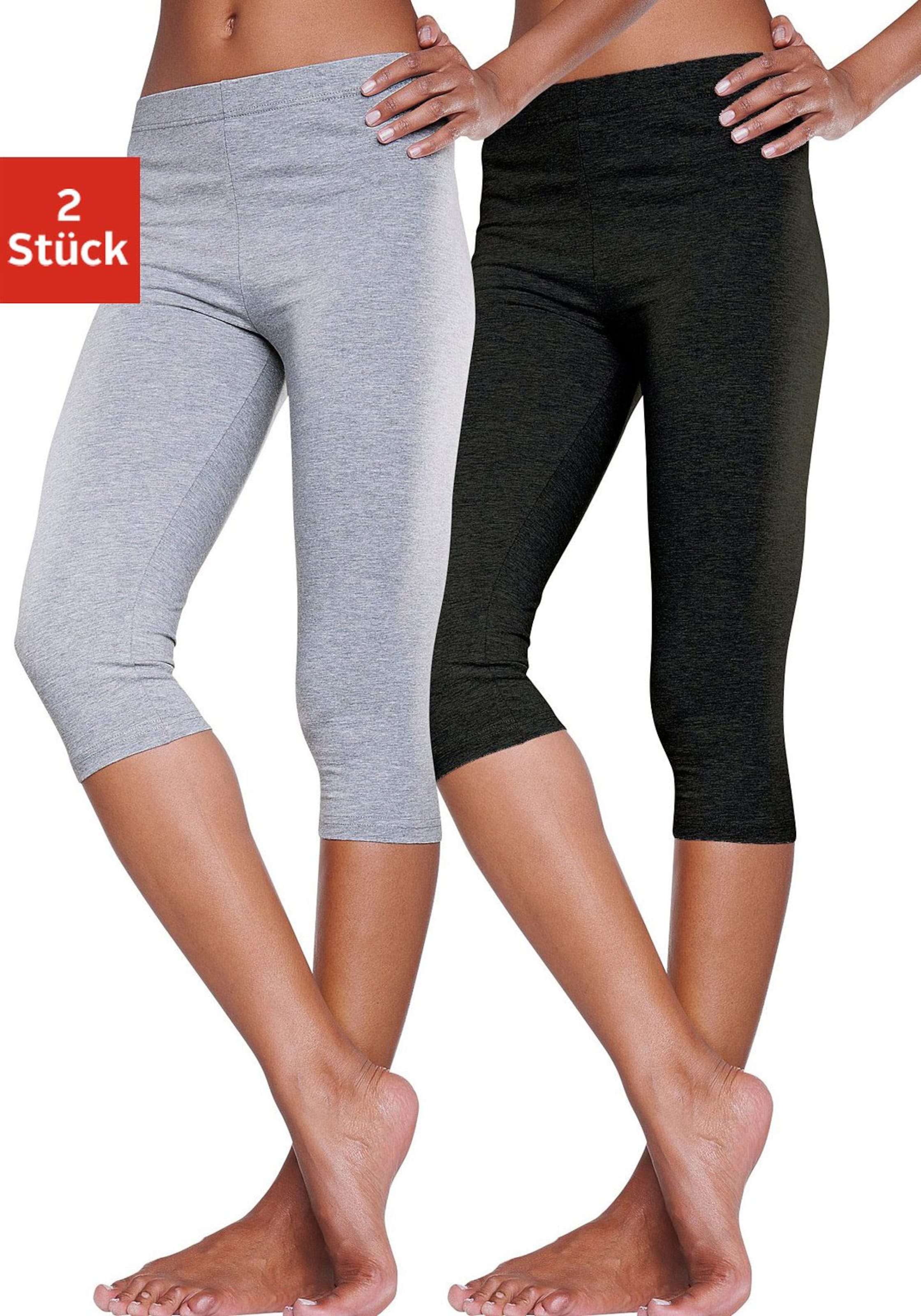 Caprileggings in 1x hellgrau-meliert, 1x schwarz