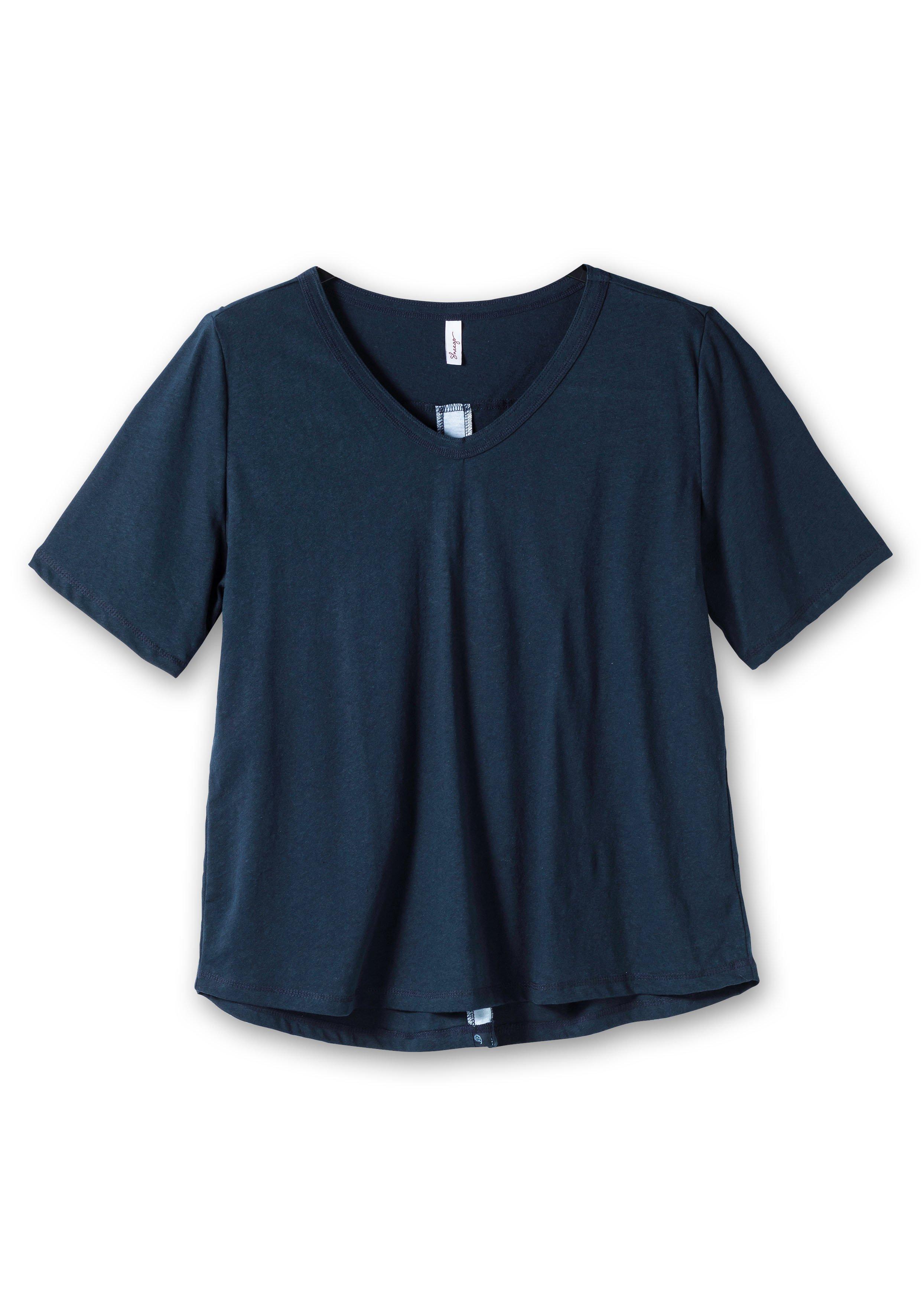 Shirt im Leinen-Mix, mit Druck hinten