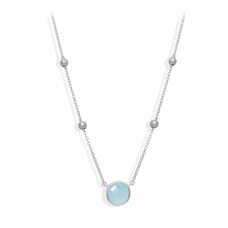 Collier Argent Valentine Cristal Vert Eau