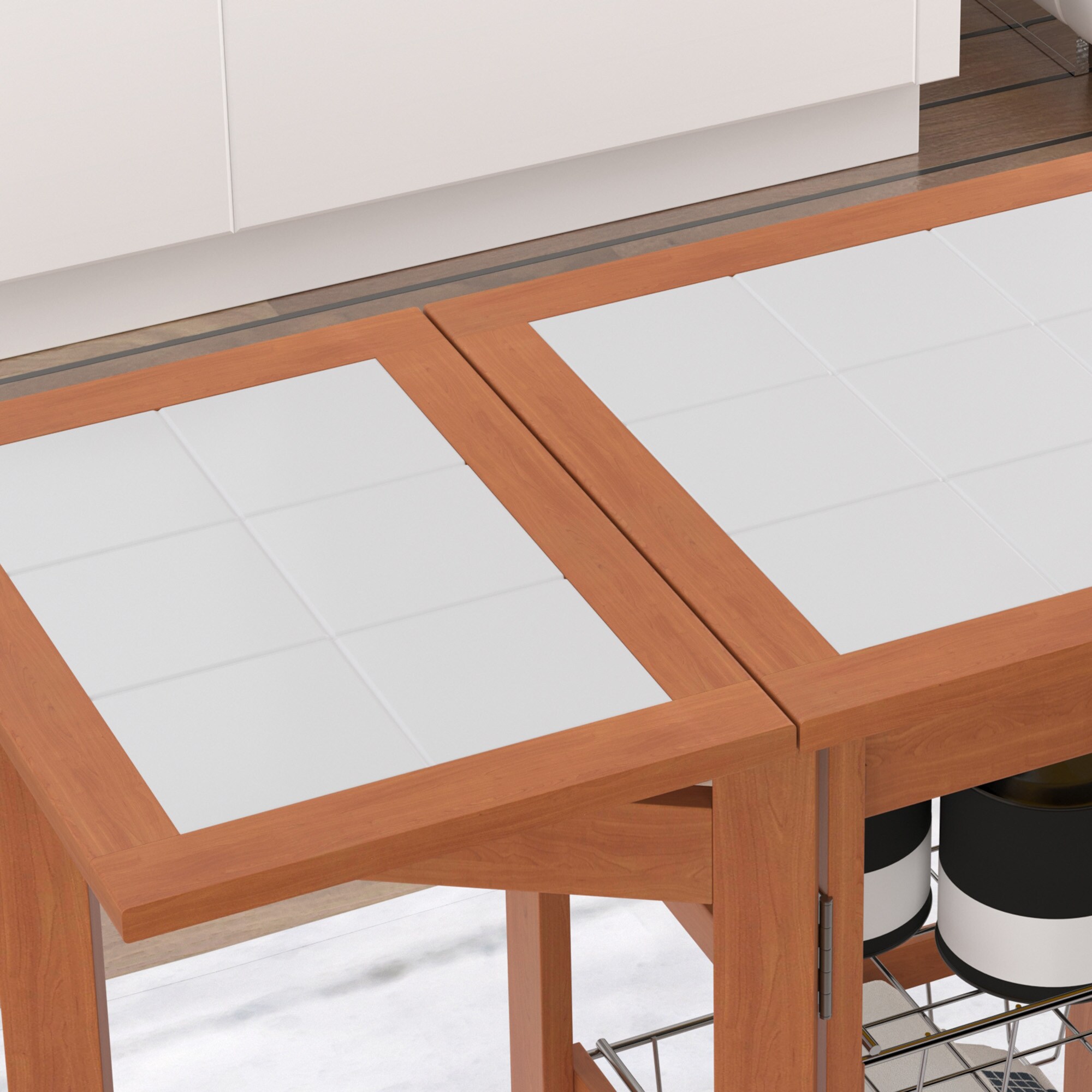 HOMCOM Servierwagen mit Schubladen natur 92 x 37 x 75 cm (LxBxH)