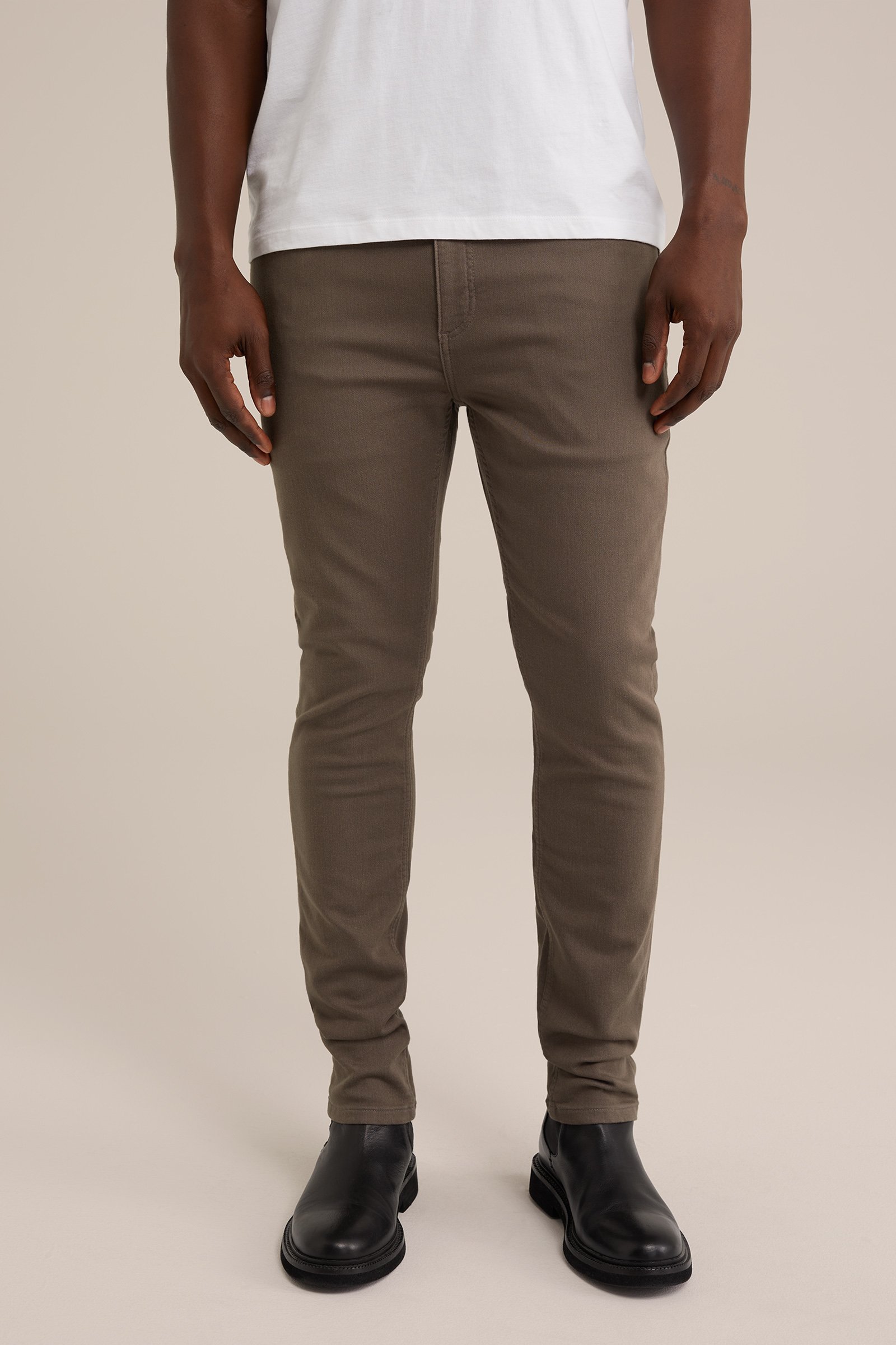 slim fit broek van jog denim Fundamentals Mosgroen
