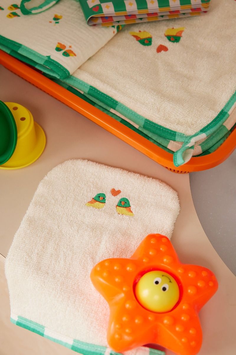 Gant de toilette éponge oiseaux - Les Inséparables Petit toi
