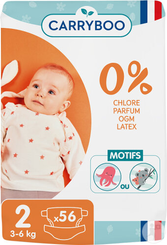 Carryboo Dermo-Sensitives Couches 3-6kg Taille T2 Pièces 56
