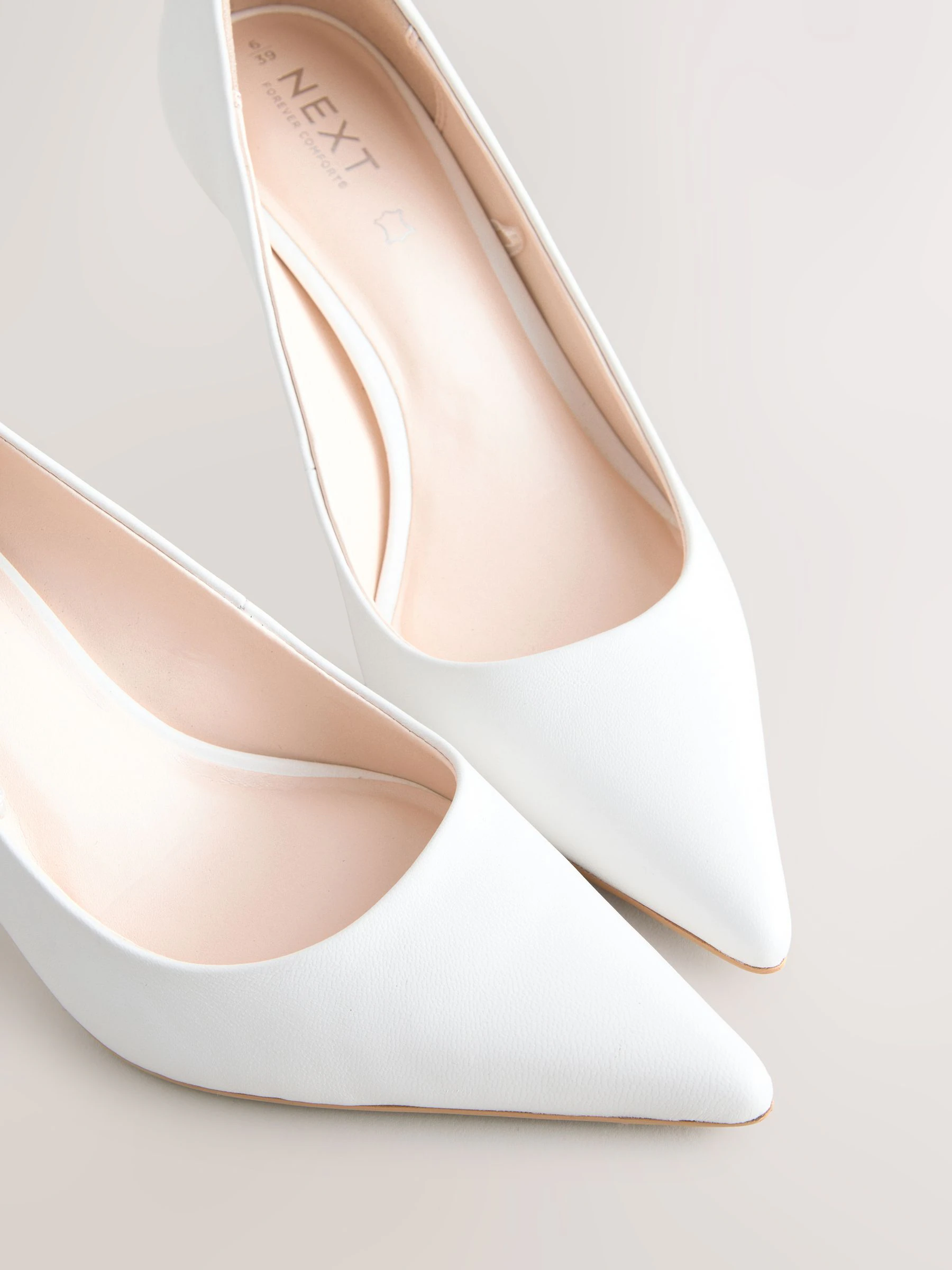 Wit - Leren mid-court pumps
