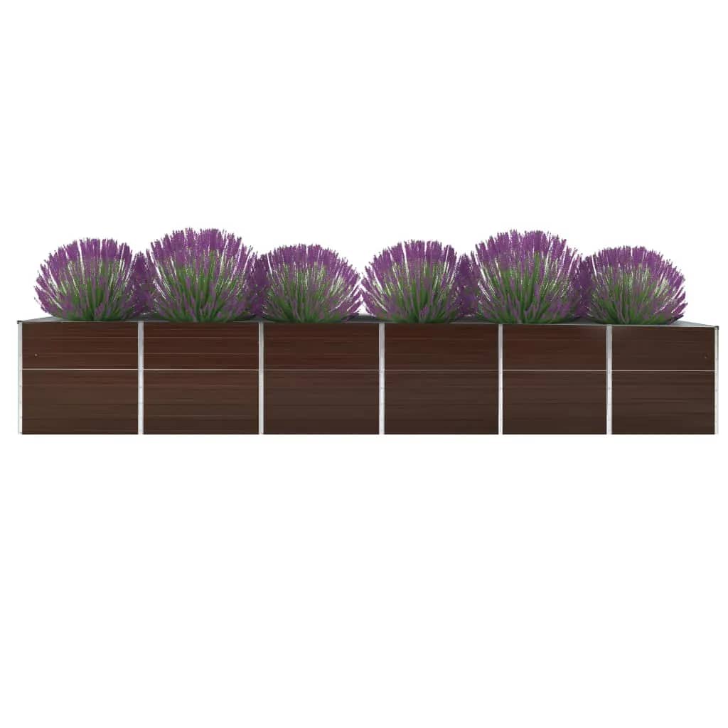 Canteiro de flores em aço galvanizado marrom vidaXL, 240x80x77 cm