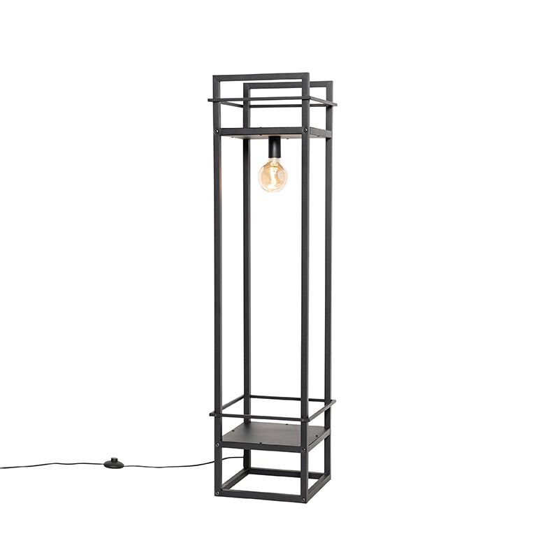 Industriële vloerlamp zwart - Cage Rack