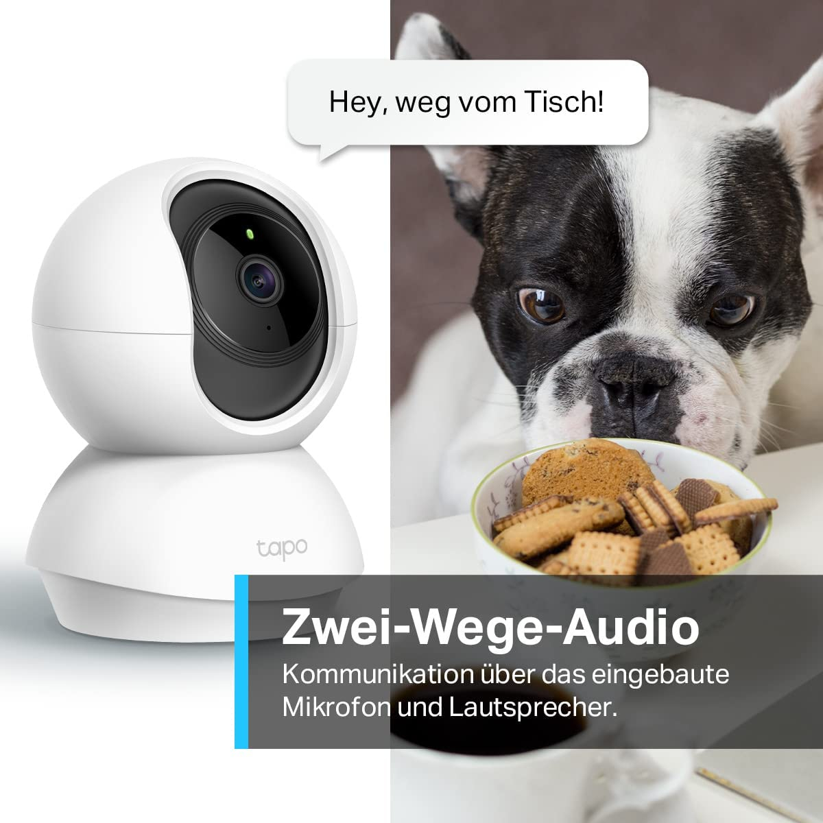 Tapo C200 Home Security WiFi Kamera 2K (1920x1080p) Nachtsichtfunktion und Bewegungserkennung / Audio / Micro SD / (iOS/Android) - Weiss