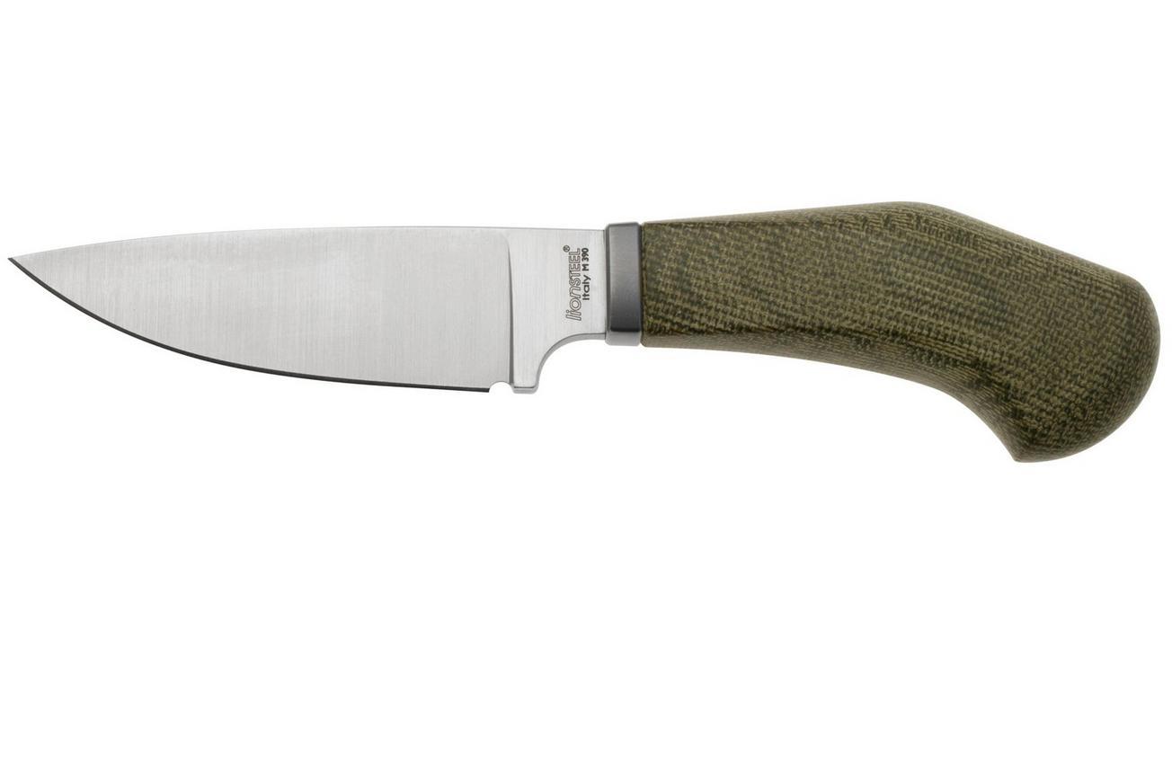 LionSteel Willy WL1-CVG, M390 Droppoint Green Micarta, vaststaand mes