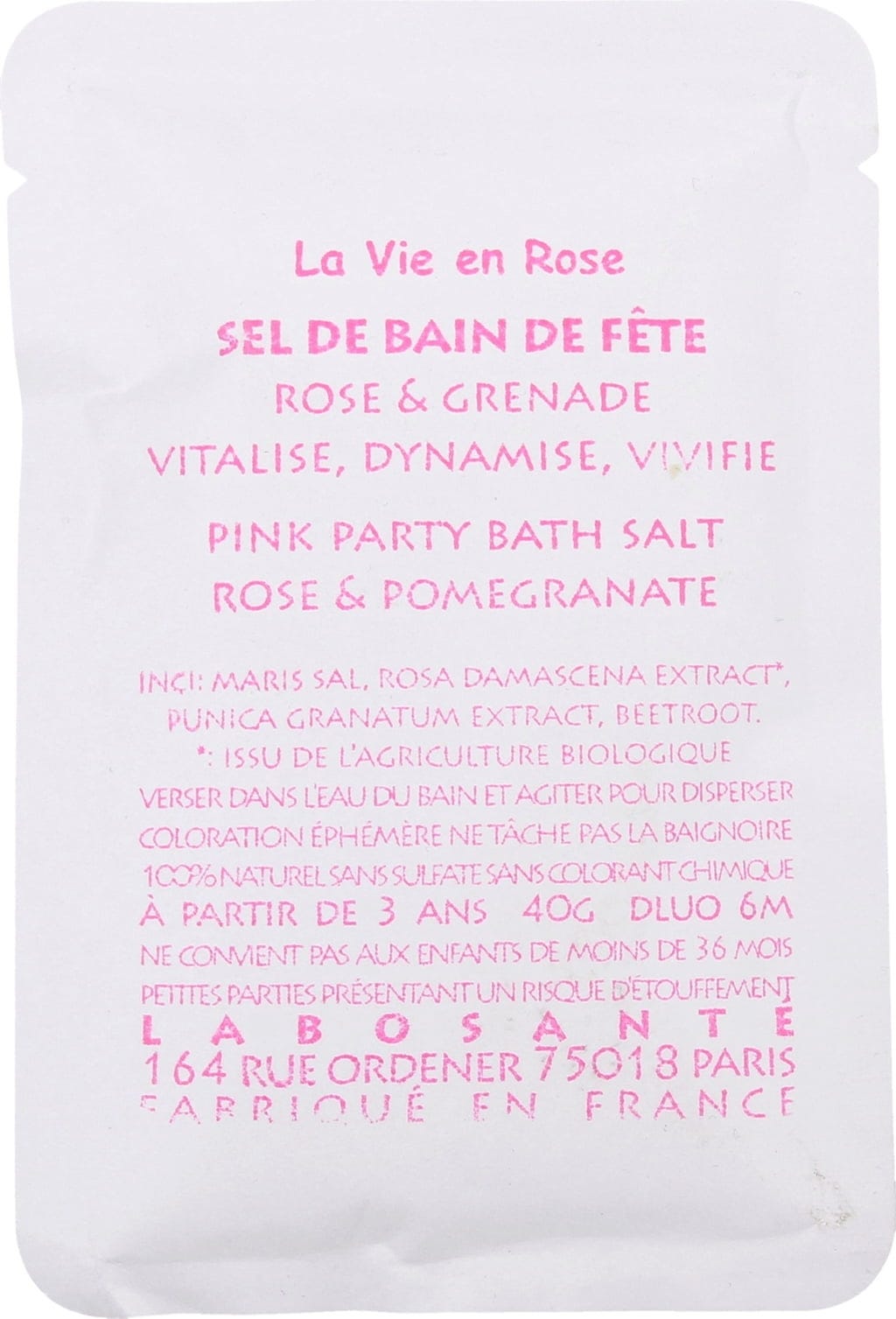 Planet Kid  Pink Party Bath Salt Rose & Pomegranate, 40 g