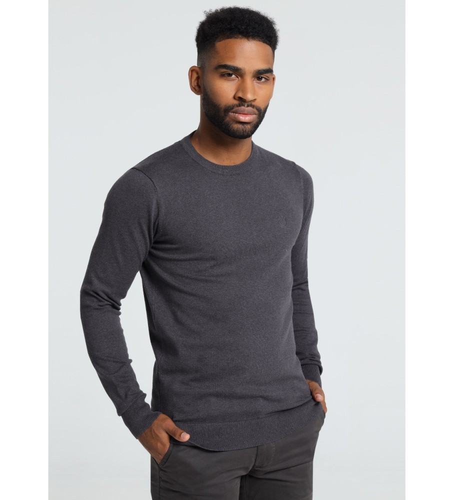 Camisa de gola redonda cinza Bendorff