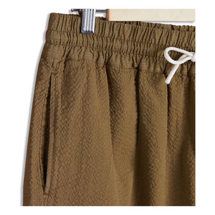Portuguese Flannel Short Seersucker Atlantico | Olive