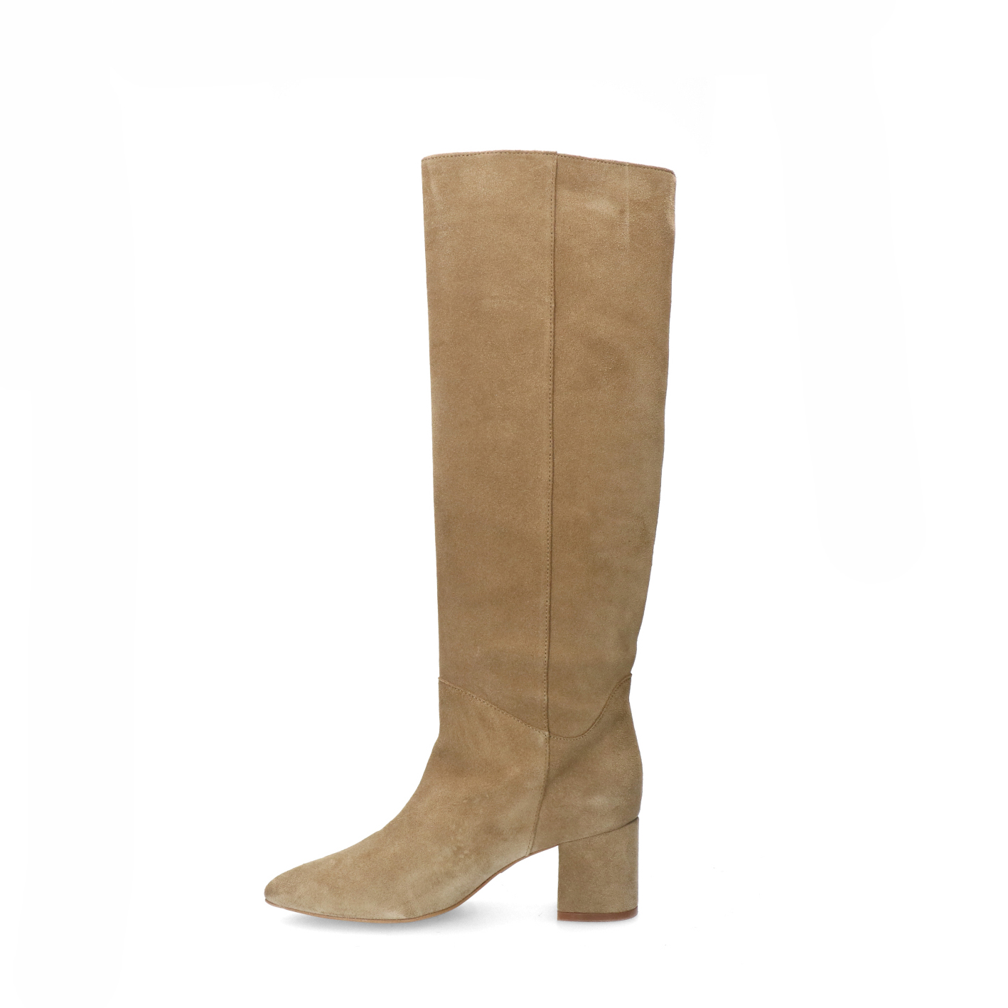 Beige suède hoge laarzen met hak