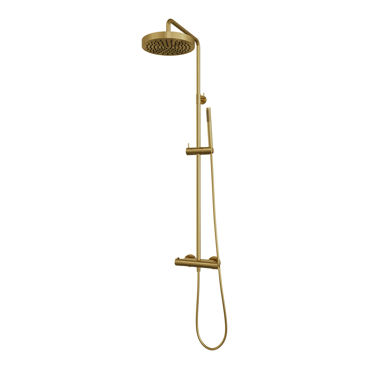 Brauer Stripe opbouw regendouche met 25cm hoofddouche en staafhanddouche messing geborsteld PVD