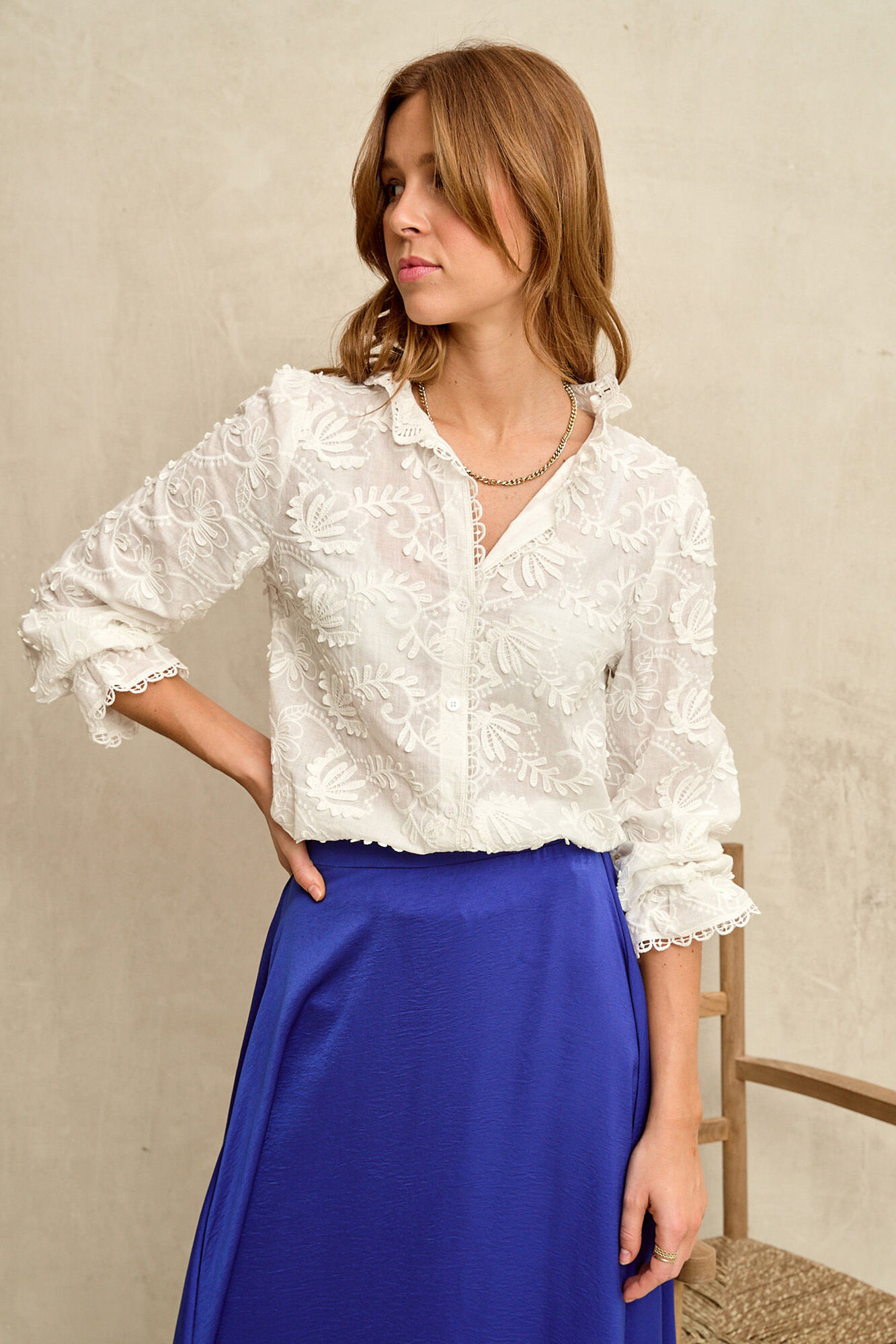 Camisa Electra Bordada - Marfim
