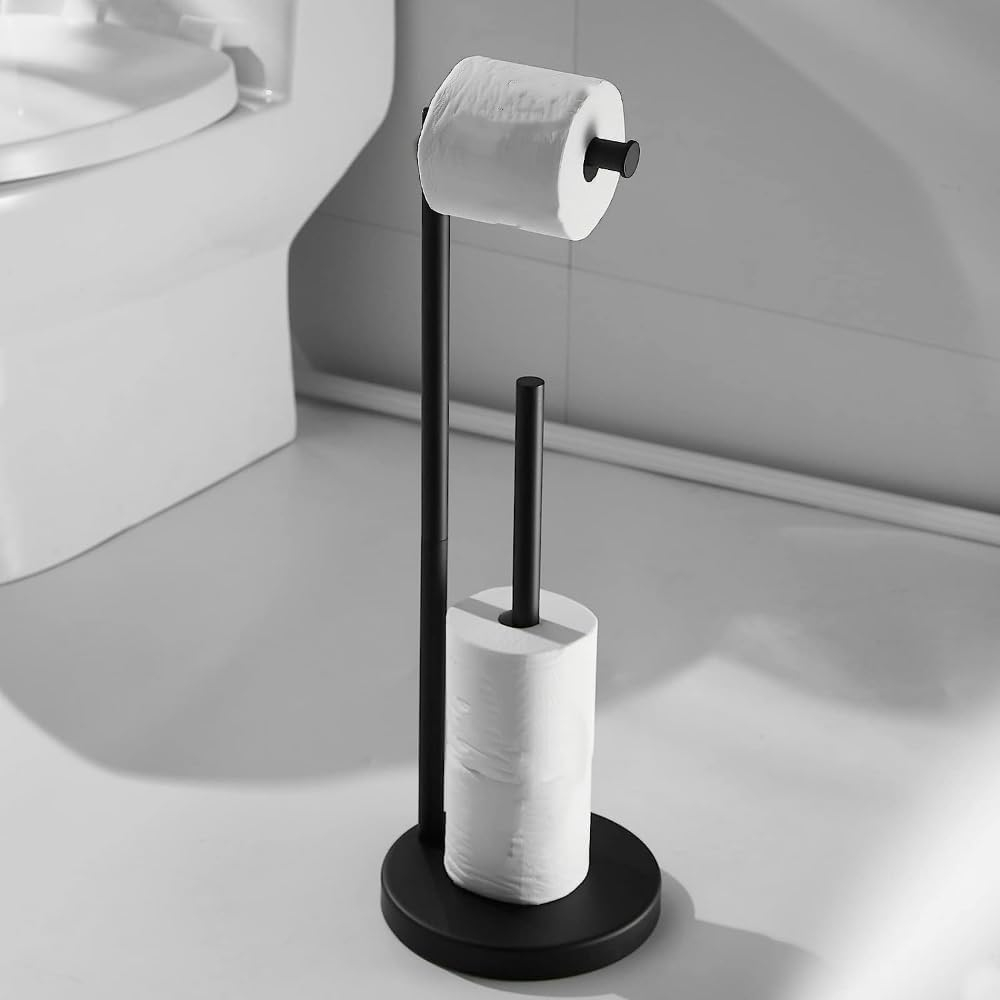 (55x17cm) Toiletten Papier Halterung Freistehender WC Papier Ständer - Schwarz