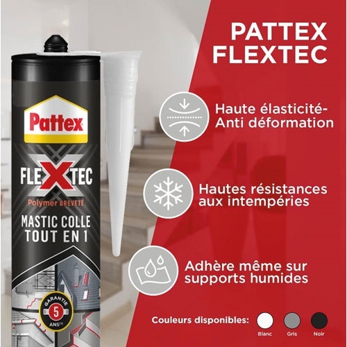 Mastic colle Flextec - 389 g - noir