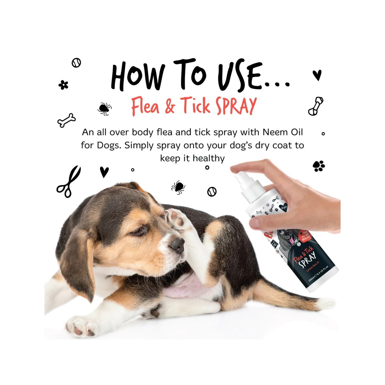 Bugalugs Floh- und Zeckenspray für Hunde & Katzen mit Neemöl 200 ml