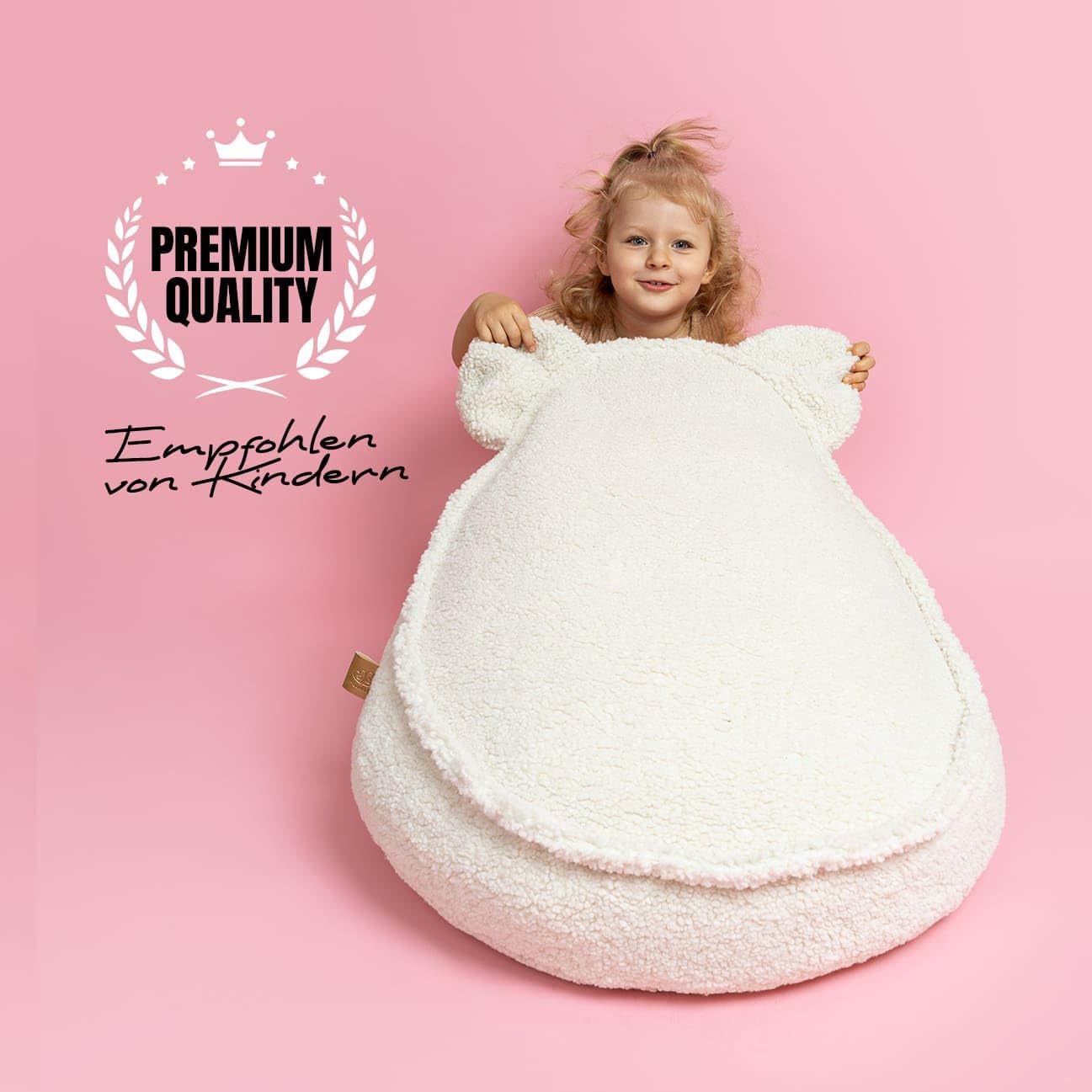 MEOWBABY Sitzsack Bär für Kinder Sitzpouf Kindermöbel Indoor Beanbag, Bearly, Cremig