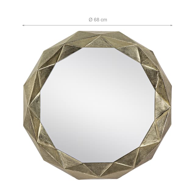 WOMO-DESIGN Dekorativt vægspejl Guayaquil Ø 84 cm lavet af glas, guld,