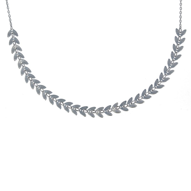 Collier Argent Rhodié Laurier