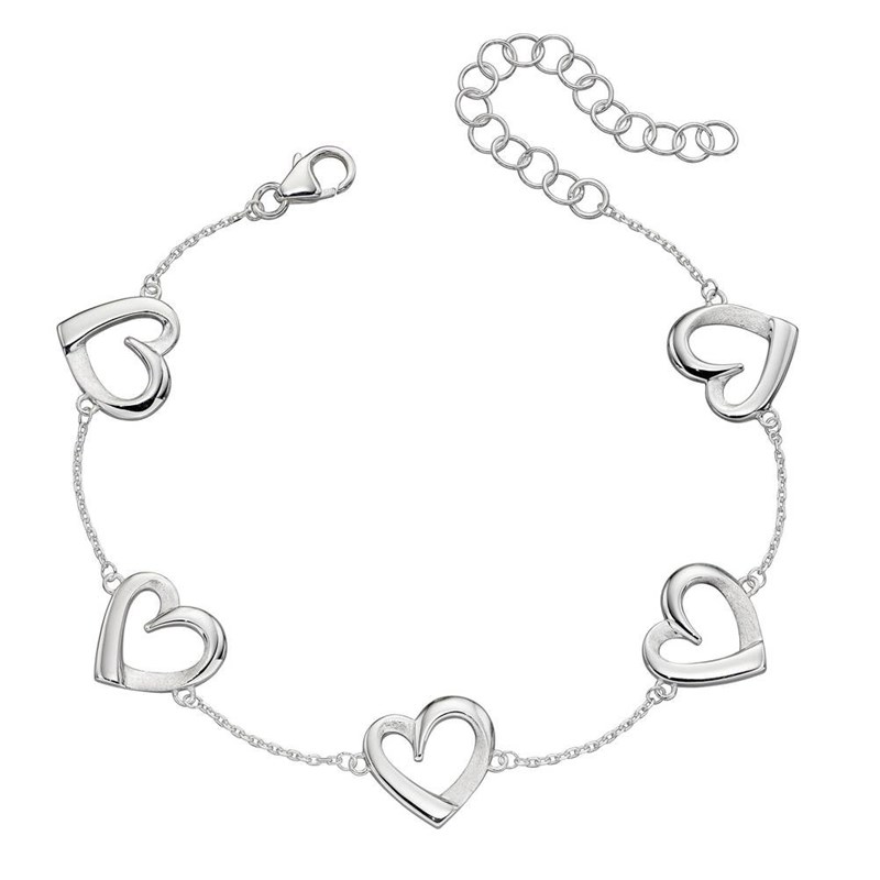 Bracelet 5 petits coeurs en argent 925/1000