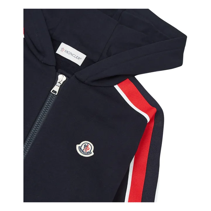 Moncler Hoodie Zippé Rayé | Bleu marine