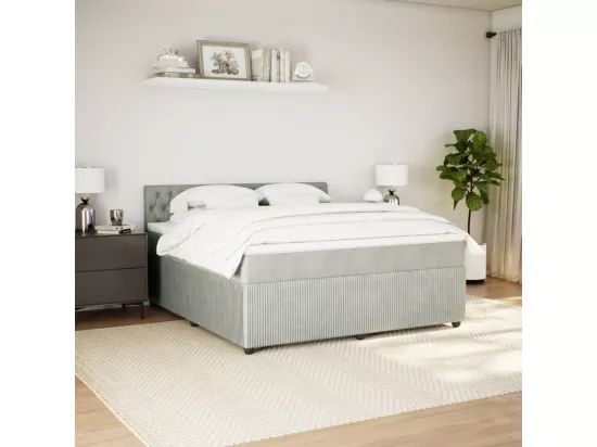 Sommier à lattes de lit et matelas Gris clair 180x200cm Velours