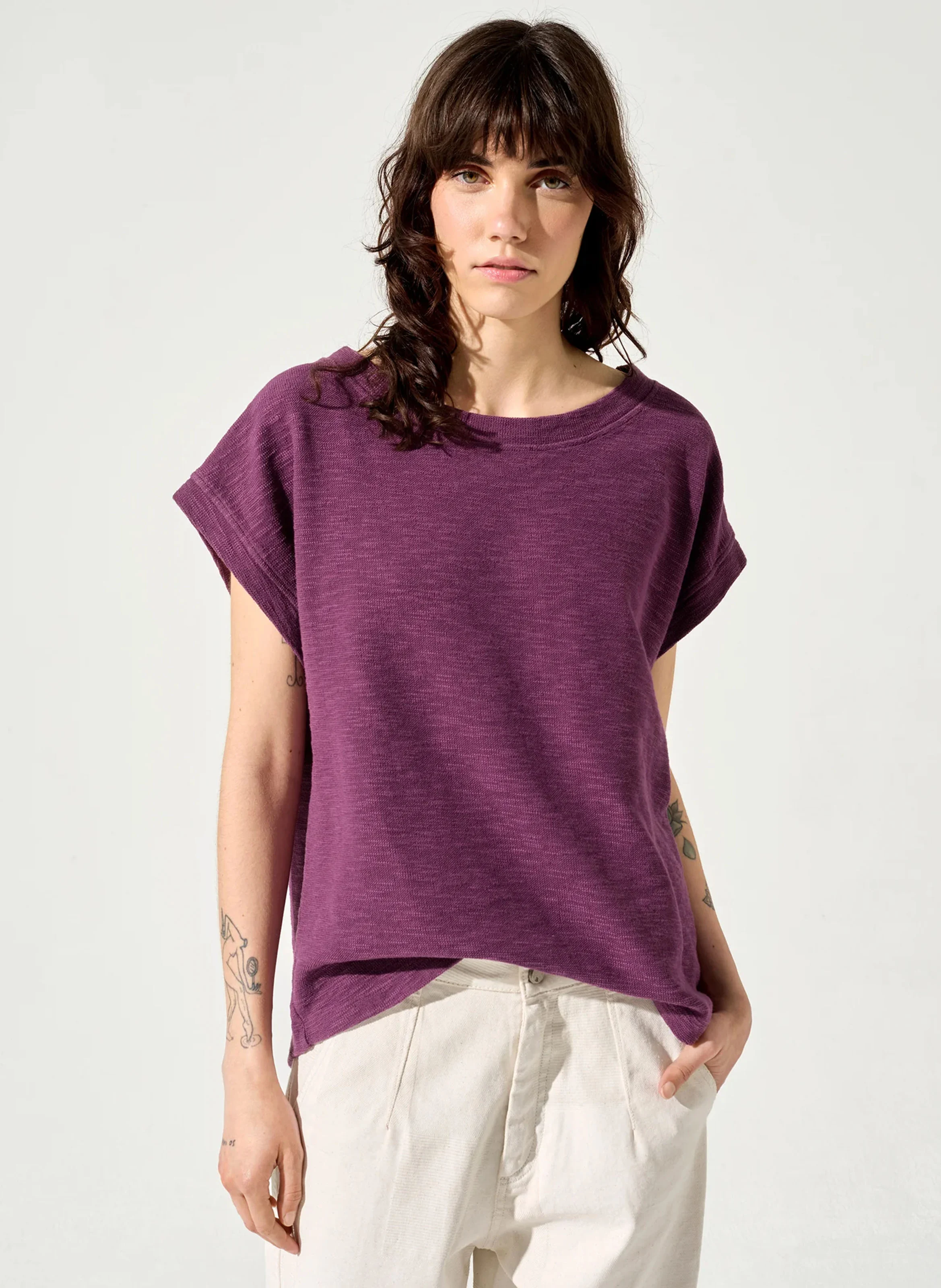 MARCIA - Tee-shirt ample en coton mélangé | Violet