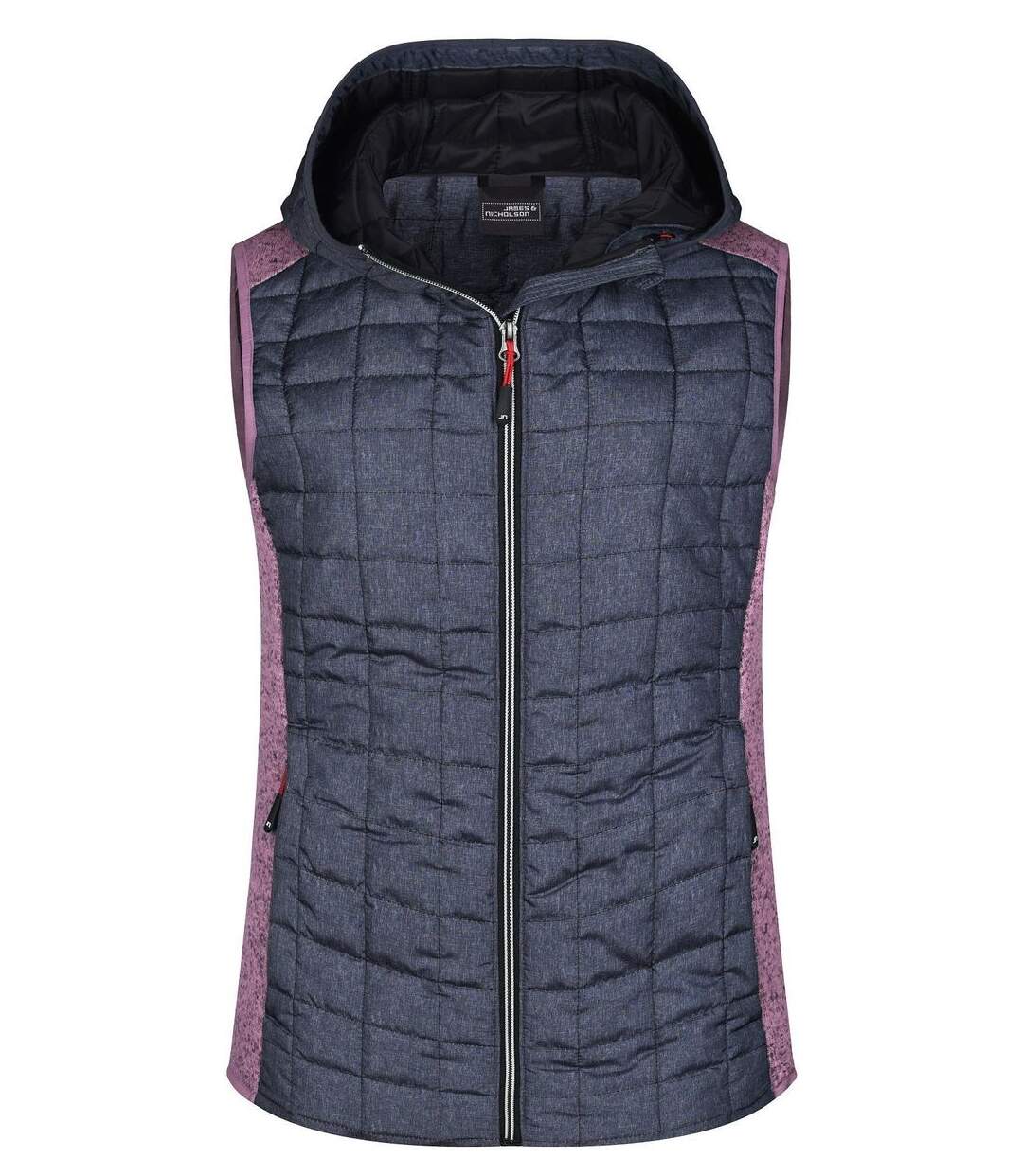Veste tricot matelassée sans manches - femme - JN767 - gris foncé et rose