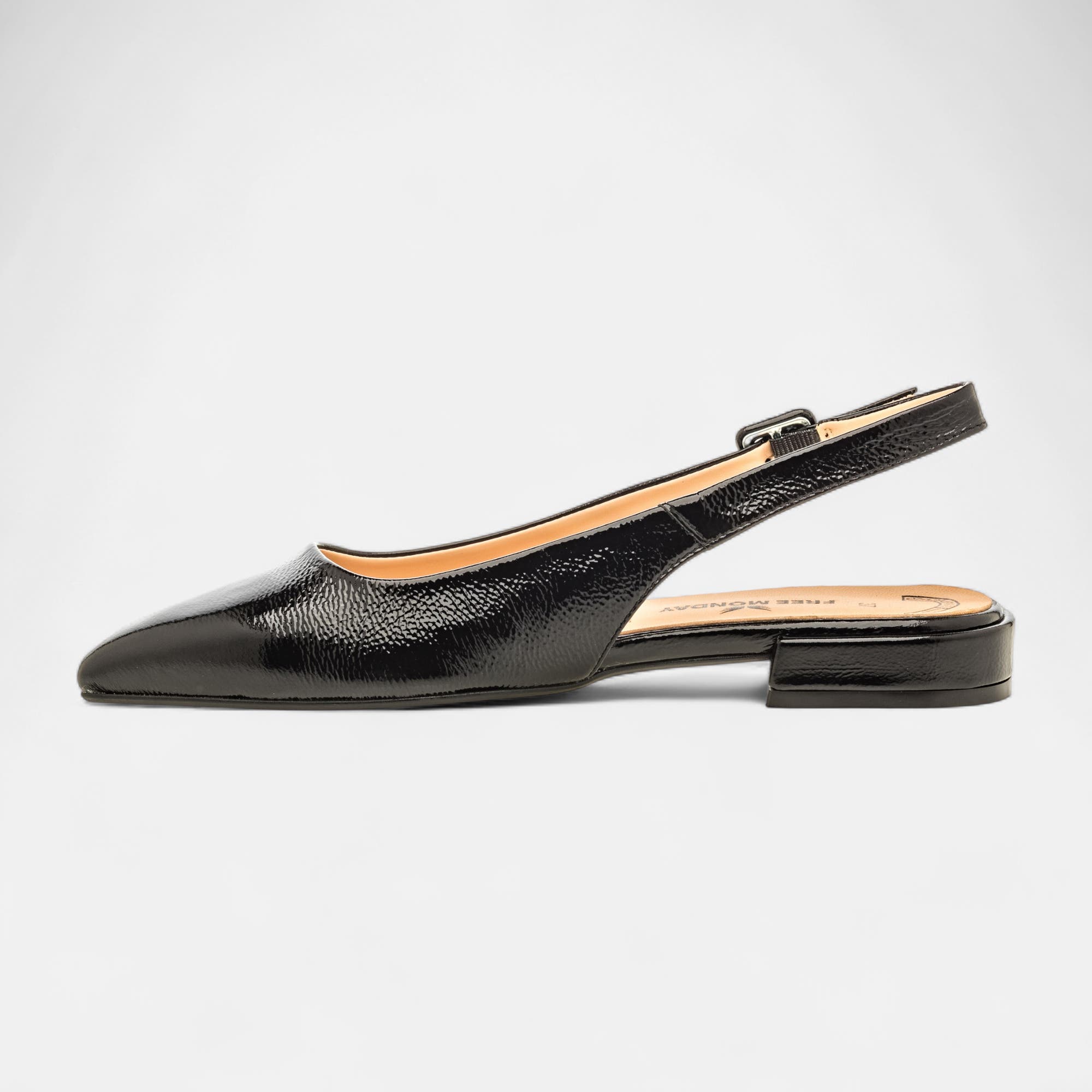 Escarpins avec bride arrière Femme en cuir noir vernis