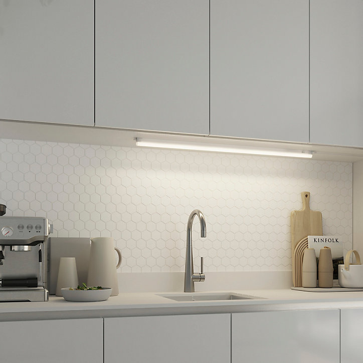 Réglette sous meuble Periera LED intégrée blanc neutre IP20 1250lm 11W L.91xl.2,4cm blanc GoodHome