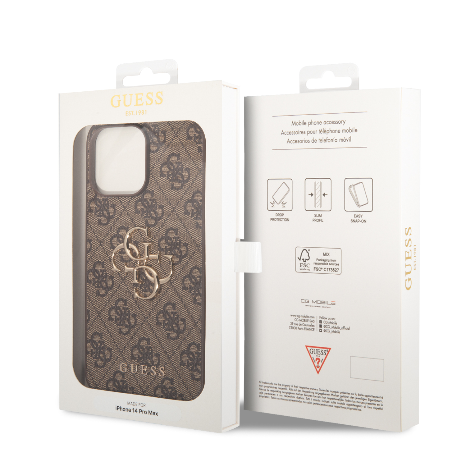 iPhone 15 Pro Max Leder Hardcase Hülle 4G Big Metal Logo (GUHCP15X4GMGBR) - Braun