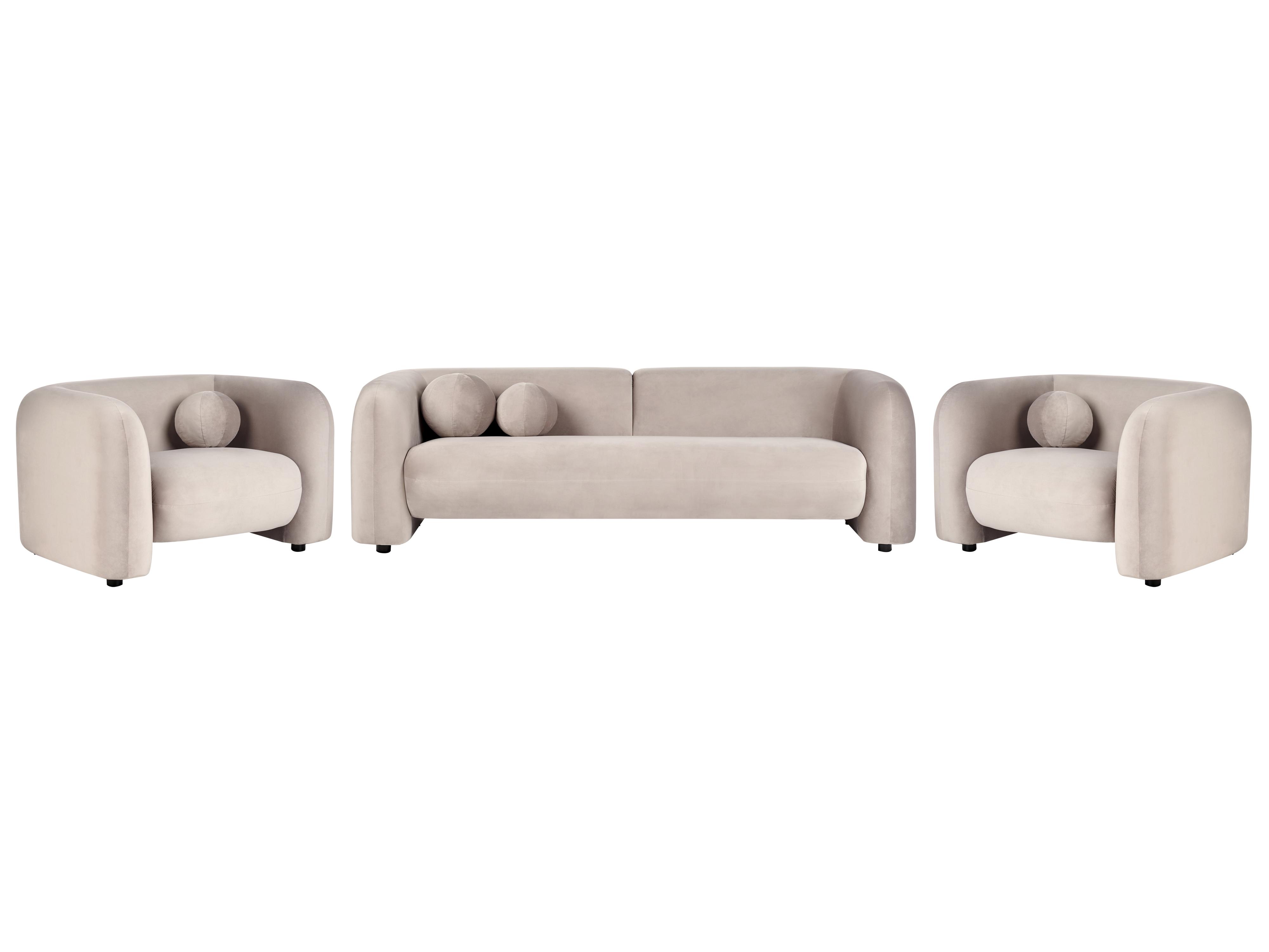 Bankenset 5-zits LEIREN Fluweel Taupe