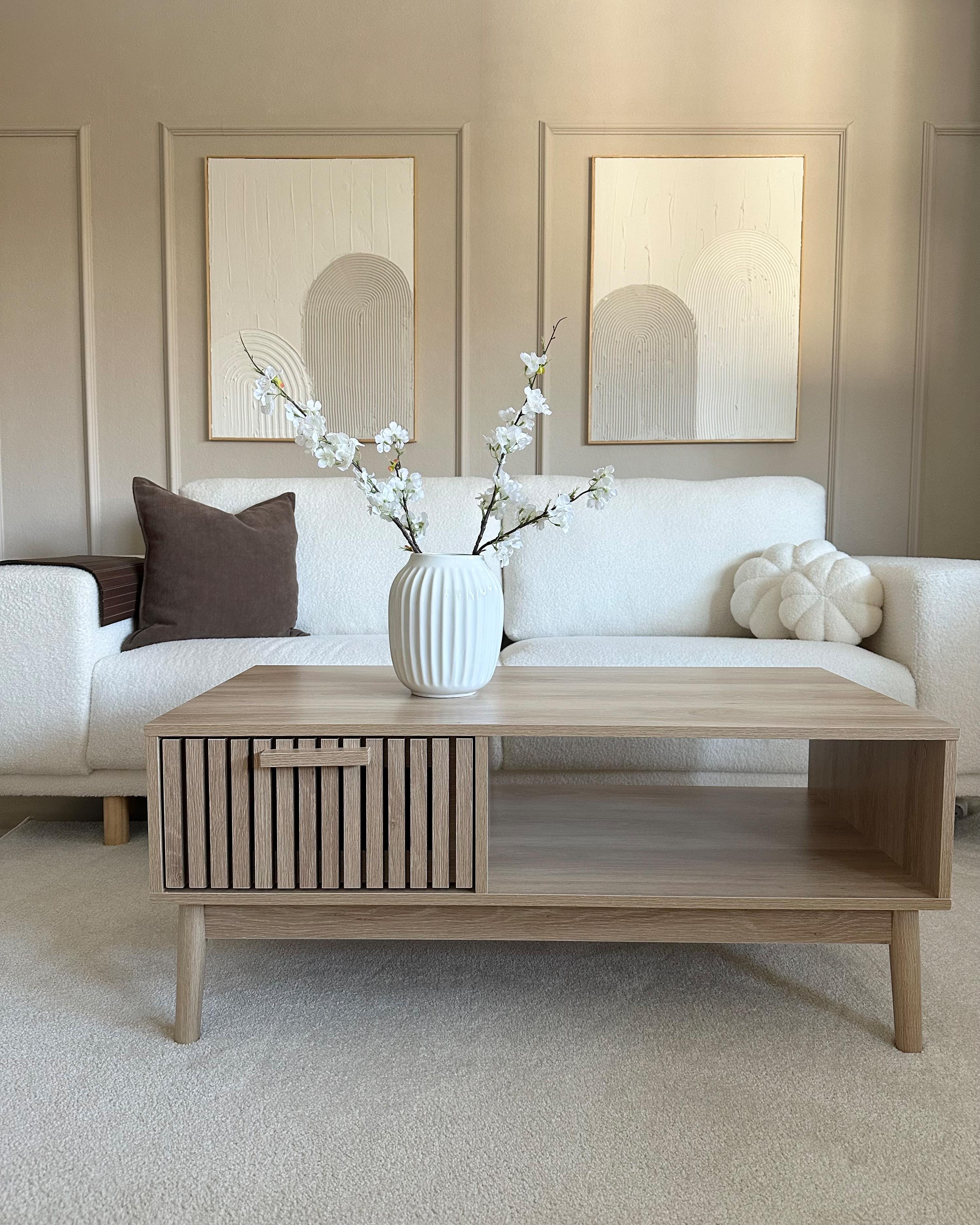 Salontafel LYNWOOD Lichtbruin met opbergruimte