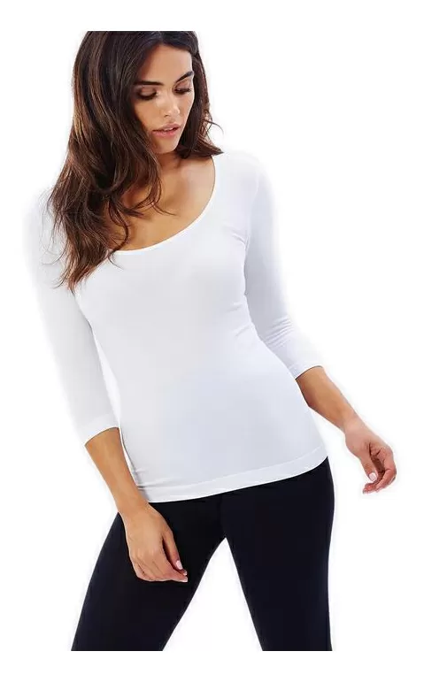Boody 3/4 Sleeve Top, hvid