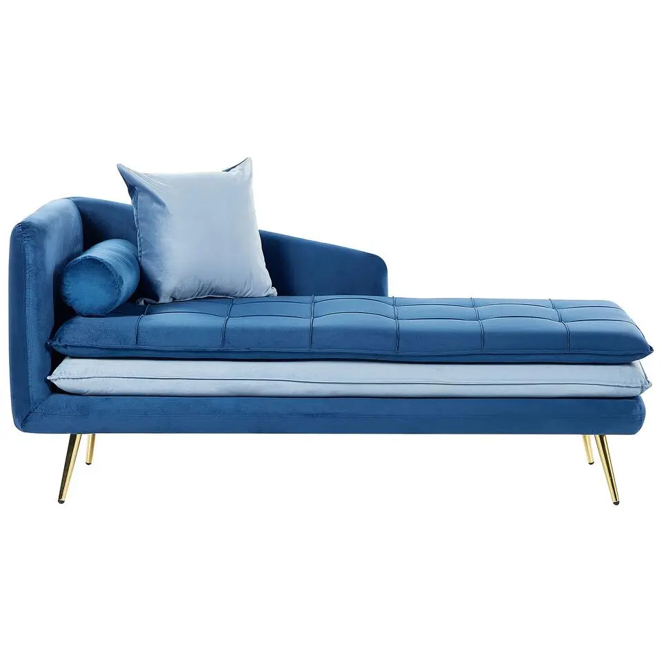 GONESSE - Chaise longue - Blauw - Fluweel