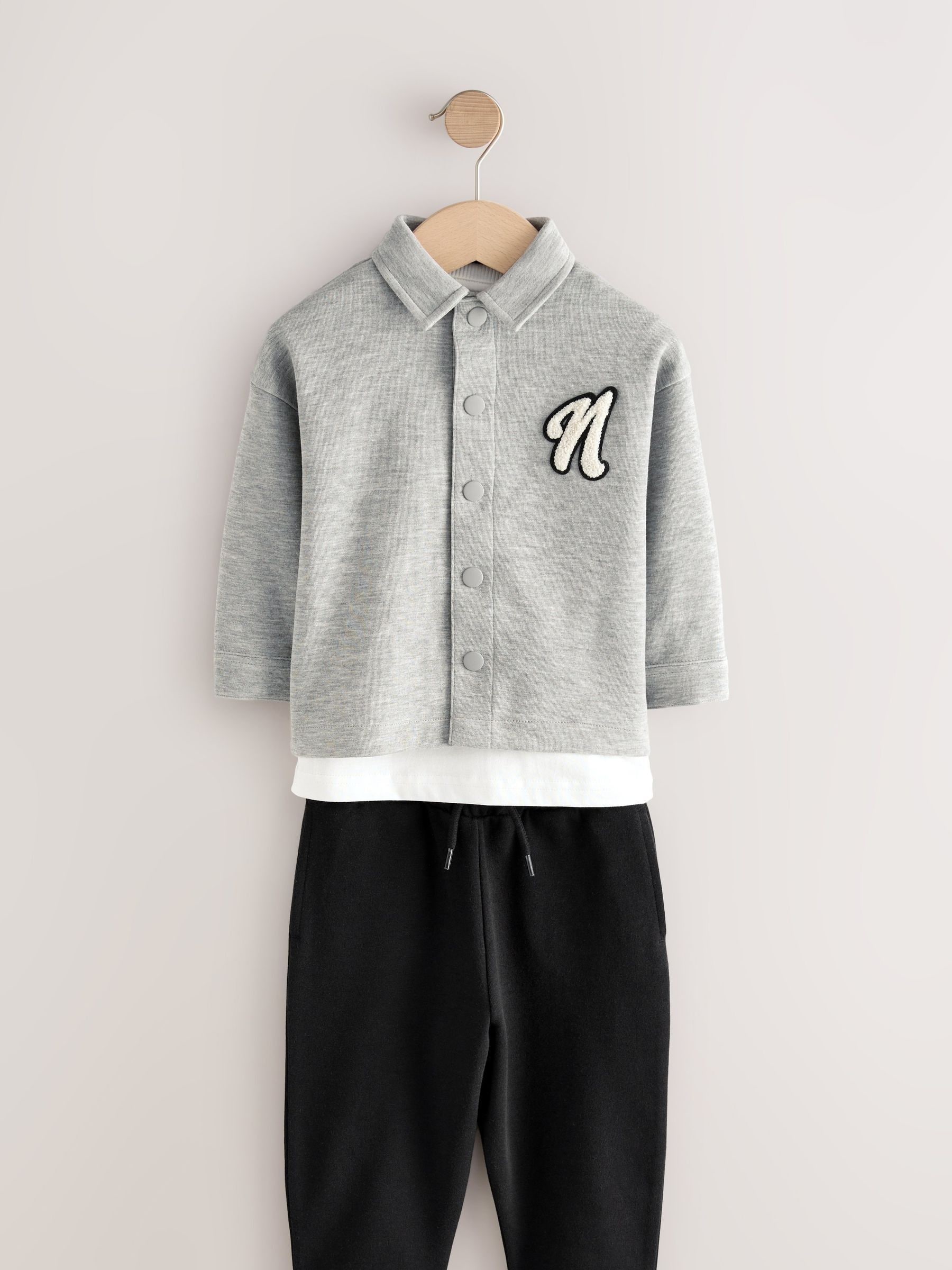 Grijs - 3 -delige set van T-shirt en joggingbroeken (3mnd-7jr)